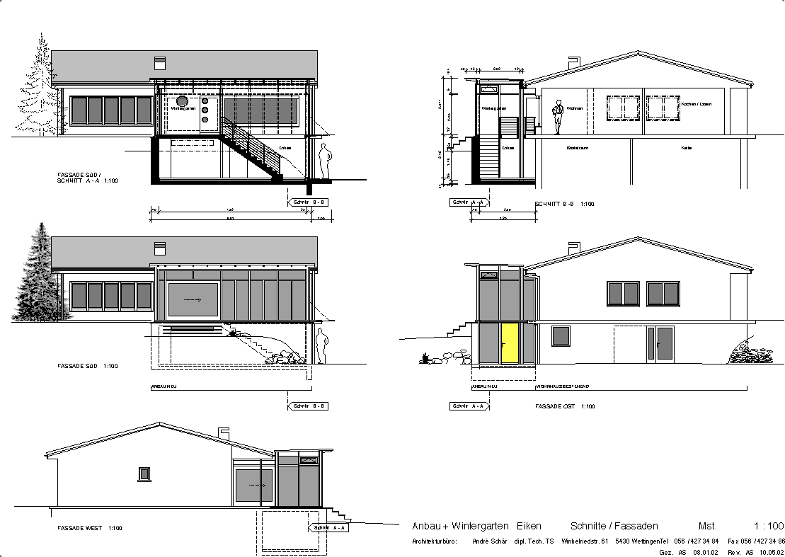 Pläne Fassaden Wintergarten, Architekt: André Schär
